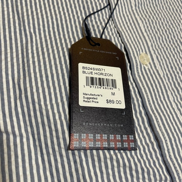 Ben Sherman Men's Short Sleeve Striped Button Up Size Medium - Picture 6 of 6